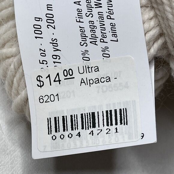 2 Berroco Ultra Alpaca Yarn Hank Color 6201 Winter White Alpaca/Peruvian Wool - Picture 6 of 8